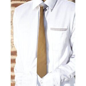 Keith Daniels 100% Polyester Tie – Handmade in China, Gold Geometric Necktie wit